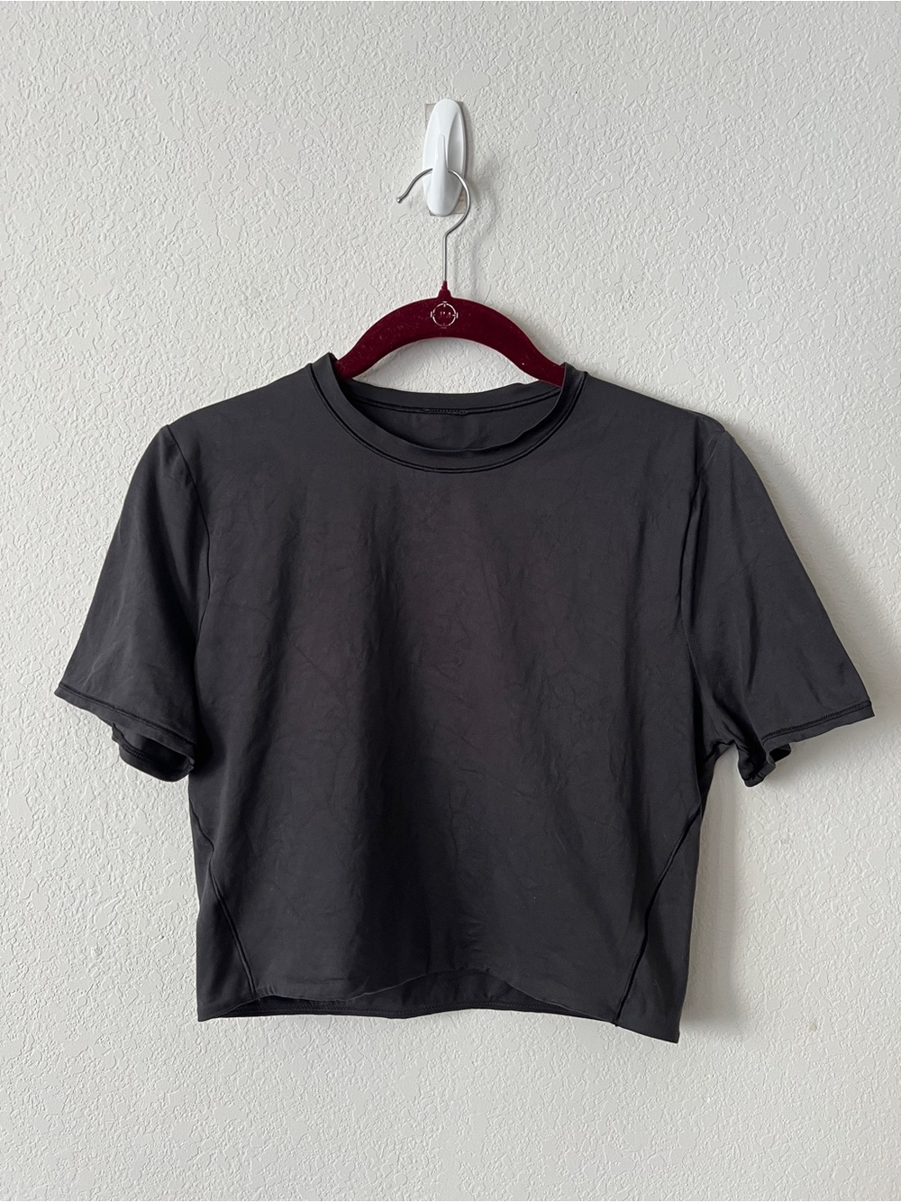 Lululemon Wundermost Ultra-Soft Nulu Crewneck Cropped T-Shirt Black Size L EUC